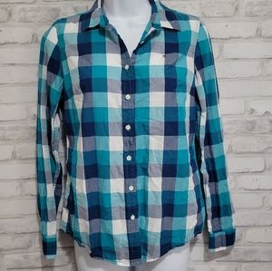 Tommy Hilfiger Womens XS Plaid Button Down Shirt